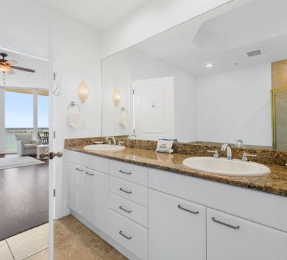 Caribe Penthouse C1 Primary Bathroom with Dual Sink Vanity