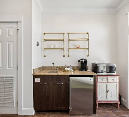 Take Advantage of the Kitchenette - Offering a Mini Fridge, Keurig & Microwave