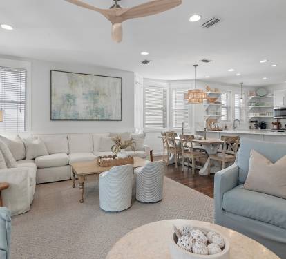 Spacious living room with plenty of seating for everyone. With 16 guests, you need a living room that can actually hold a crowd — this one can.