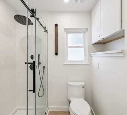 Rinse Off in the Spacious Walk-In Shower!