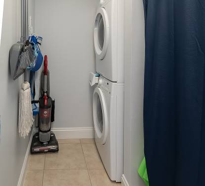 Stackable Washer and Dryer in the Laundry Room