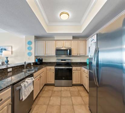 Your fully equipped kitchen features stainless steel appliances, granite countertops, and everything needed for preparing meals during your stay.