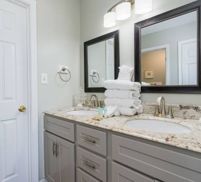 Blue Lagoon Primary Bathroom with Dual Sinks