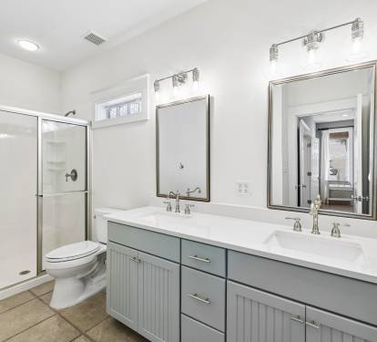 King Guest En-Suite - Dual Vanities + Walk-In Shower