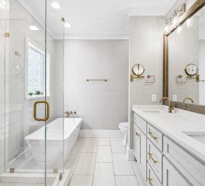 Primary King En-Suite - Soaking Tub + Walk-In Shower