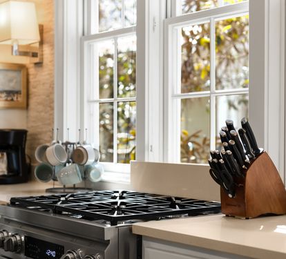 Your fully-equipped kitchen invites culinary adventures with professional-grade appliances, quality knife set, and sunlit workspace overlooking peaceful garden views.