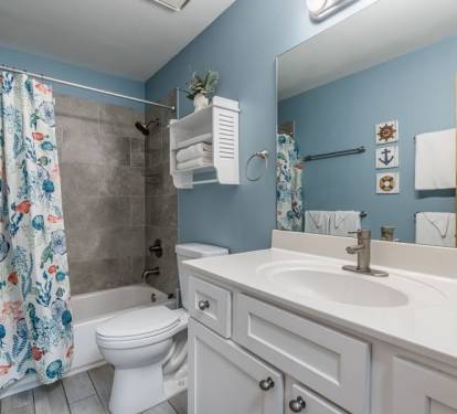 Gulf View 19 Primary Bathroom with Tub Shower Combo