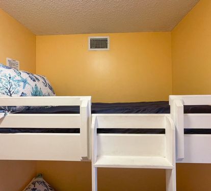Top bunk bed.