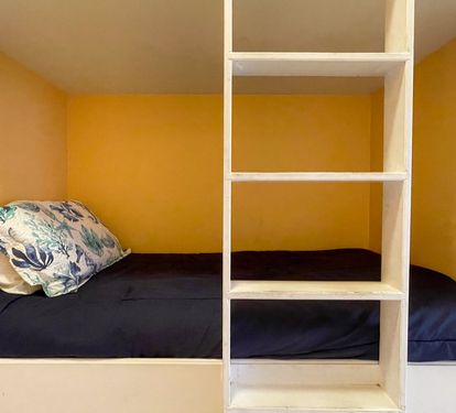 Bottom bunk bed.