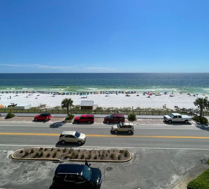 A view of the ocean from the balcony.