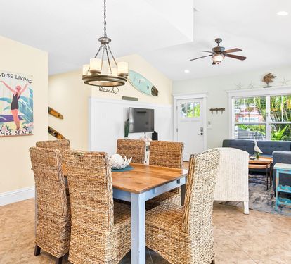 Seating for the whole group at the dining table, just steps from the kitchen and living room.