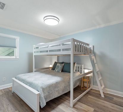 2nd Bedroom with New Bunk Bed (2026) Full on Top, Queen on bottom