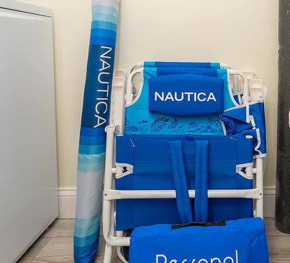 2 beach chairs and an umbrella stored in condo for your use. 