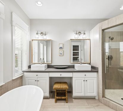 Primary King En-Suite - Dual Vanities + Walk-In Shower