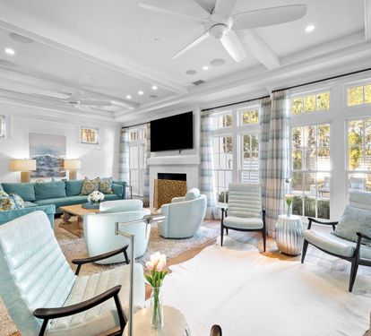 Living Room - Enhanced with an Accent Fireplace & Flat Screen TV