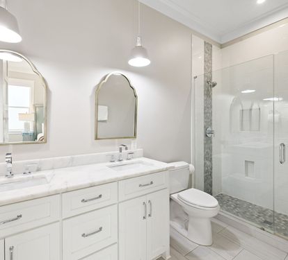 King Guest En-Suite - Dual Vanities + Walk-In Shower