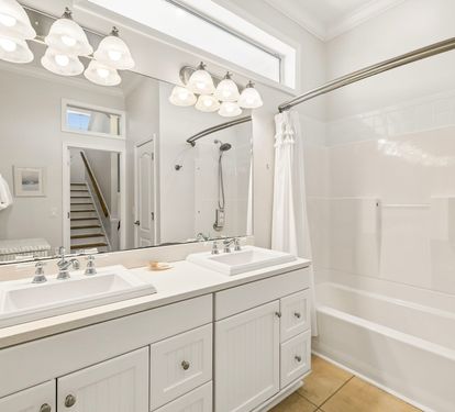 2nd Floor Guest Bathroom - Dual Vanities & Shower/Tub Combo