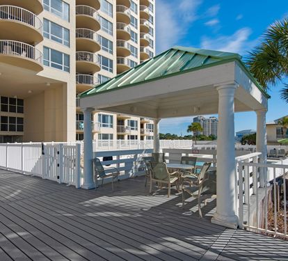 Covered Seating on Main Deck at Gulfside Pool