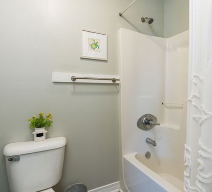 Blue Lagoon Primary Bathroom with Tub Shower Combo