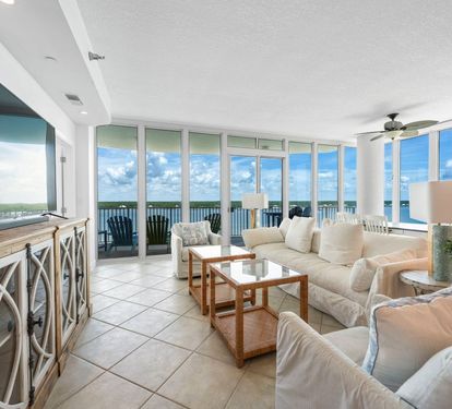 Lagoon Tower 902 Living Room with Panoramic Lagoon Views