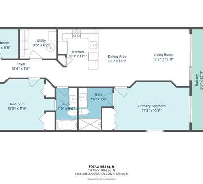 This floor plan showcases three bedrooms, an open living area, and a generous balcony where you can unwind and enjoy your stay.