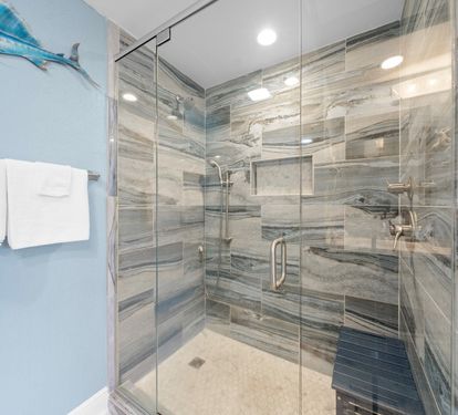 Crystal Tower 601 Primary Bathroom with Custom Step-in Shower