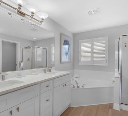 Primary Bathroom with a Double Vanity