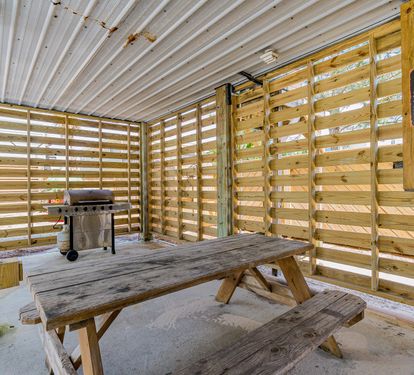 Endless Summer Outdoor Grill + Covered Picnic Table