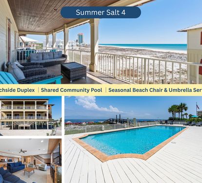 Summer Salt 4: Beachside Duplex ¦Shared Pool ¦Seasonal Beach Chair & Umbrella Service