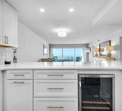 Open kitchen with wine chiller