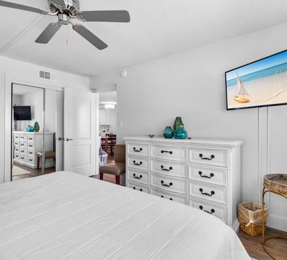 Primary bedroom with TV