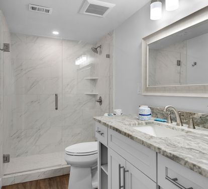 Primary bathroom with walk in shower