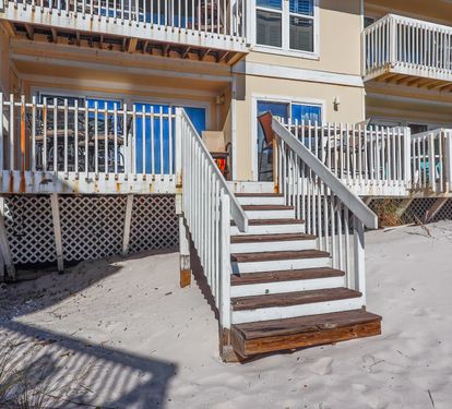 Deck leading to sand