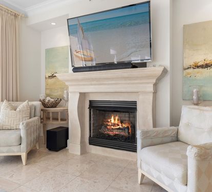 Living Area Fireplace and TV
