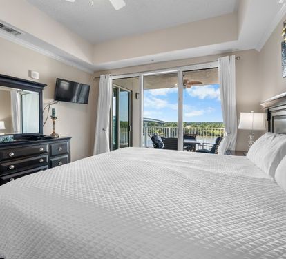 Wharf 521 Primary Bedroom with King Bed and Balcony Access