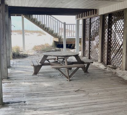 Bonhomme Richard East Covered Picnic Table + Outdoor Shower