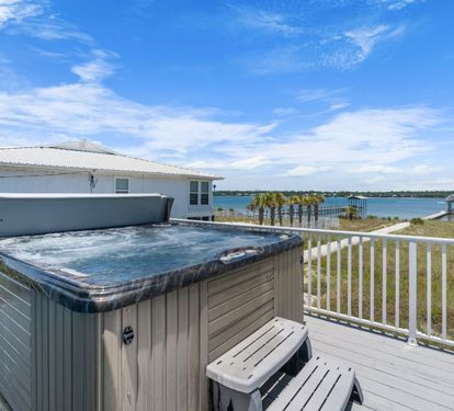Laguna Beach Daze Deck off Sunroom with Hot Tub
