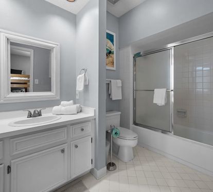 Marilyn's Cottage Bathroom 3 with Tub Shower Combo