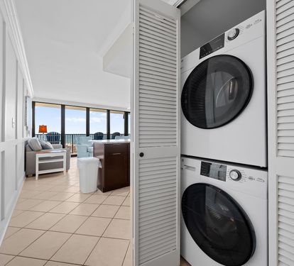 Island Winds 280 Stacked Washer Dryer in Condo