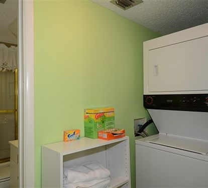 Your laundry needs are covered with this convenient washer-dryer combo and storage space right in your unit.