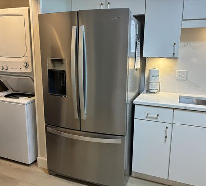 Your modern kitchen features stainless steel appliances and in-unit washer and dryer for ultimate convenience during your stay.