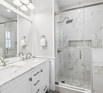 Queen Guest En-Suite - Dual Vanities + Walk-In Shower