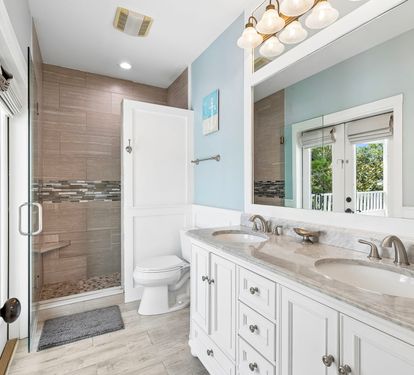 Primary King En-Suite - Dual Vanities + Walk-In Shower
