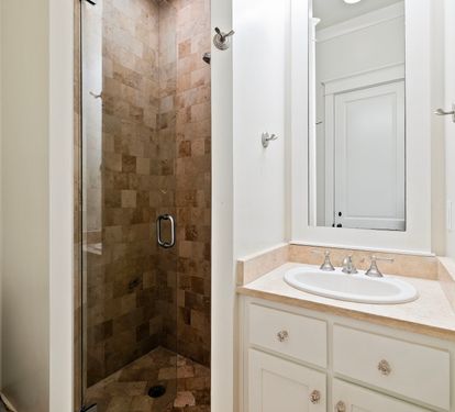 Guest Bathroom - Single Vanity + Walk-In Shower