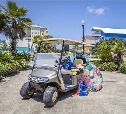 Salty Seashell Golf Cart and Beach Supplies Available for an additional fee