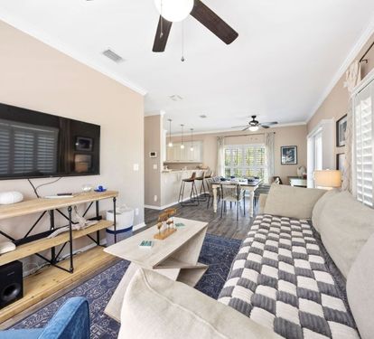 Salty Seashell Living Room with Smart TV