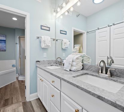 Lighthouse 1709 Primary Bathroom with Dual Sinks