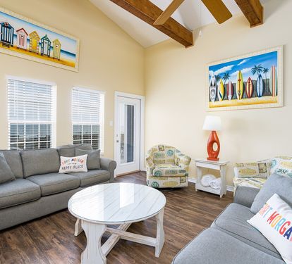 Cabana Beach House Living Room with Queen Sleeper