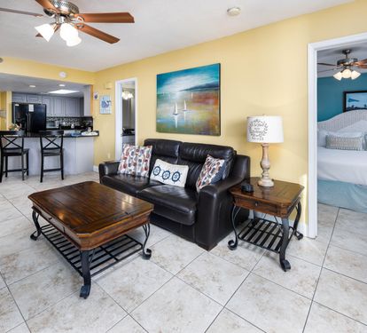 Living room and bar seating