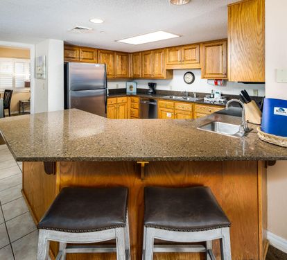 Bar seating/kitchen view